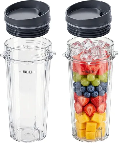 Taza de licuadora de repuesto de 16 oz para Ninja, taza de licuadora de una sola porción con tapas para licuadoras BL770 BL780 BL660 BL740 BL810