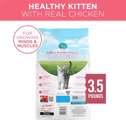 Miniatura 9 de Purina ONE - Alimento seco natural para gatitos, alto contenido en proteína, fórmula +Plus saludable - Bolsa de 3.5 libras