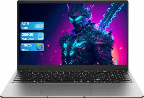 AE86 Celeron N4000 - Portátil de 15,6 pulgadas, 8 GB de RAM y 256 GB SSD, pantalla Full HD 1080P, WiFi de doble banda, mini HDMI, cuaderno plateado