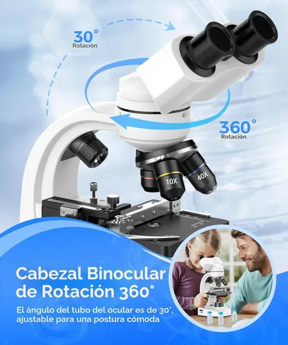 Miniatura 2 de Microscopio binocular compuesto para adultos, profesionales y niños, aumento de 40X-2000X con iluminación LED, platina mecánica, oculares WF2x