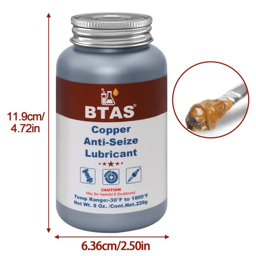 Miniatura 7 de BTAS Lubricante de grasa antiagarrotamiento de cobre de alta temperatura nunca antiapoderarse compuesto para pernos de bujía 8 oz