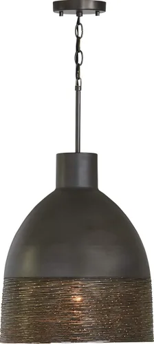 Capital Lighting 335112GI Sana - Colgante de alambre de acero con campana de metal moteado de latón, 1 luz de 100 vatios, 19 pulgadas de alto x 15