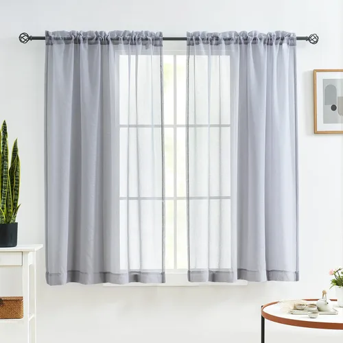 Miniatura 43 de Cortinas para ventana cortinas blancas traslúcidas de 90 pulgadas de largo, 2 paneles de cortinas de tul, paneles de ventana para cortinas de Blanco