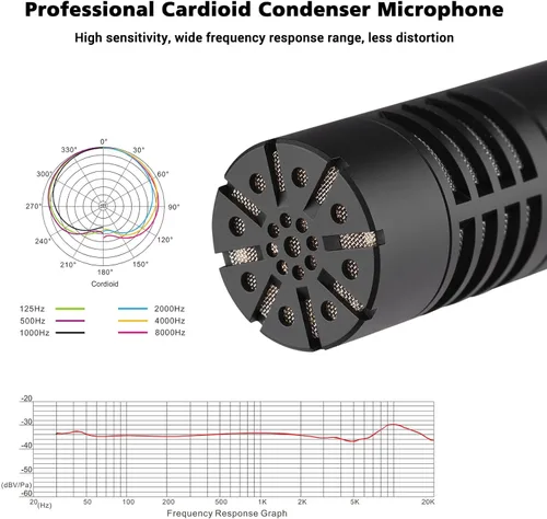 Miniatura 2 de TAKSTAR Micrófono de instrumento con clip, condensador cardioide micrófono de instrumento profesional, micrófono de cabeza de sonido de diafragma
