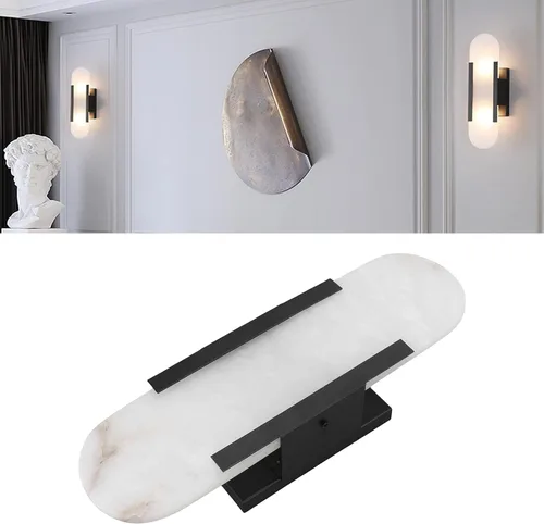 Miniatura 2 de Lámpara de pared LED de fuente de luz, lámparas de pared con pilas, luz de pared LED de mármol esmerilado de carga extraíble con base G4 para sala