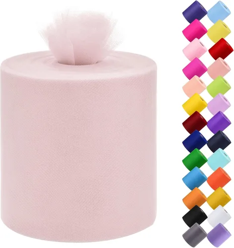 Miniatura 29 de Rollo de tela de tul, 6 pulgadas por 200 yardas (600 pies), carrete de tela de organza de tul para bricolaje, falda tutú, decoración de baby shower