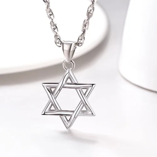 Miniatura 4 de U7 Star of David Necklace for Men Women GoldStainless Steel Hexagon Pendant with CrossRuby StoneClassic Jewish Isael Necklaces, Length 22" 24" 26
