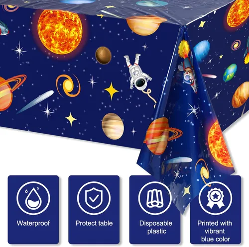 Miniatura 4 de Sumind 6 manteles espaciales de plástico para decoración exterior del sistema solar, diseño de planeta para niños, temática espacial, decoración