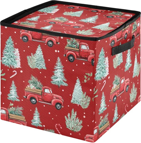 Miniatura 27 de Cesta de almacenamiento para adornos de Navidad, búfalo a cuadros, negro y blanco, contenedor de almacenamiento de invierno con separadores