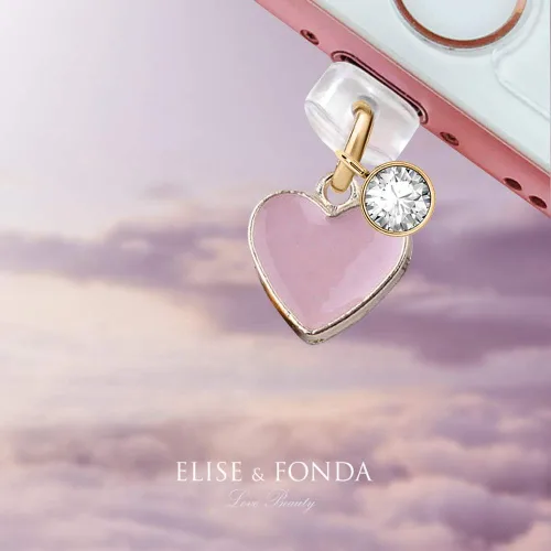 Miniatura 2 de ELISE & FONDA CP143 Puerto de carga USB anti polvo enchufe pequeño corazón rosa amor colgante encanto teléfono para iPhone 11/XS MAX/XR/X/8