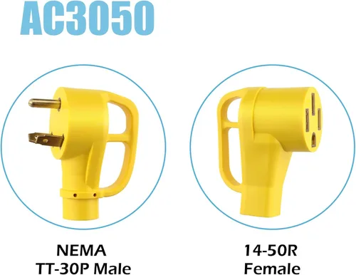 Miniatura 2 de Cable Adaptador de Alimentación NEMA TT-30P Macho a 14-50R Hembra Enchufe Power Dogbone con Mango de Agarre Adaptador Eléctrico Resistente