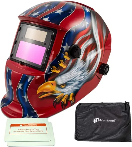 Miniatura 15 de iMeshbean Casco de soldadura de oscurecimiento automático Máscara de capucha accionada solar con lente adicional ANSI aprobado por el ANSI, diseño