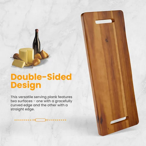 Miniatura 4 de TIDITA Tabla de Charcutería Grande de Madera de Acacia de 24" con Asas - Tablas de Madera Extra Largas para Servir Quesos - Plato Rectangular