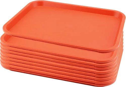 Miniatura 17 de Paquete de 5 bandejas azules de comida rápida de 13.8 x 10.6 pulgadas, bandejas rectangulares grandes para servir restaurante, bandejas de plástico