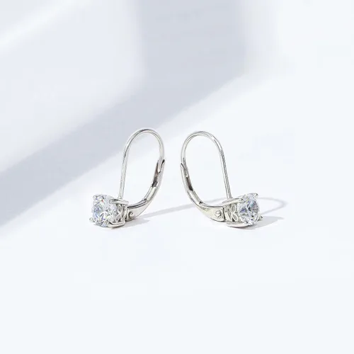 Miniatura 6 de Tienda Collection Platinum-Plated Sterling Silver Infinite Elements Zirconia Leverback Earrings
