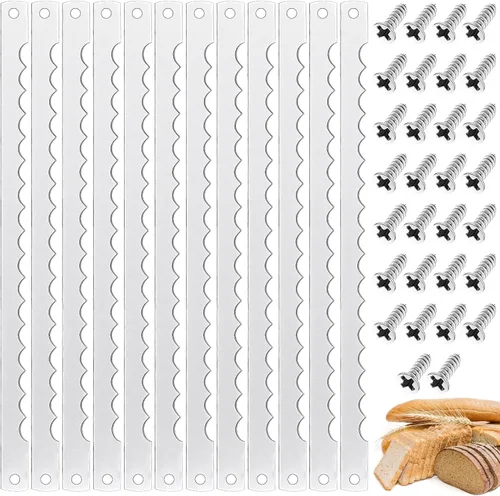 Miniatura 8 de Therwen 8 cuchillas de cuchillo de lazo de pan de 10.8 pulgadas, cuchillas dentadas de acero inoxidable con tornillos de repuesto para cortador