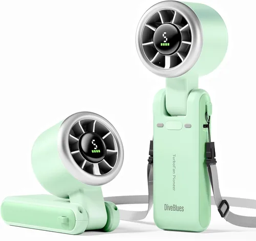 Miniatura 12 de Diveblues Ventilador Turbo Portátil de Mano, Viento de 5 Velocidades, Funciona con Batería, Hasta 12 Horas de Funcionamiento, Ventilador de Mano 3