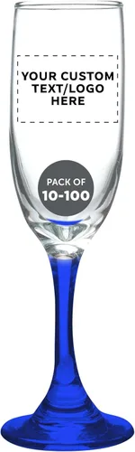 Miniatura 10 de DISCOUNT PROMOS Premiere - Juego de 10 copas de champán de 6.25 onzas, paquete a granel, elegantes vasos para bodas, eventos y regalos Blanco - Azul