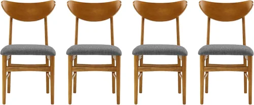 Miniatura 5 de Crosley Furniture Landon - Juego de 4 sillas de comedor de madera modernas de mediados de siglo con asiento tapizado, silla de cocina, bellota