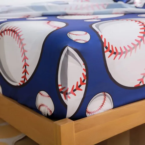 Miniatura 6 de ADASMILE A & S - Juego de sábanas de béisbol para niños y adolescentes, tamaño individual, con impresión 3D de pelota azul, sábanas deportivas