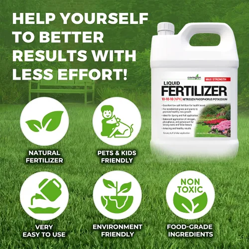 Miniatura 3 de Covington 10-10-10 NPK Fertilizante líquido (1 galón) líquido multiusos 10 10 10 NPK – Alimento para césped con nitrógeno, fósforo y potasio