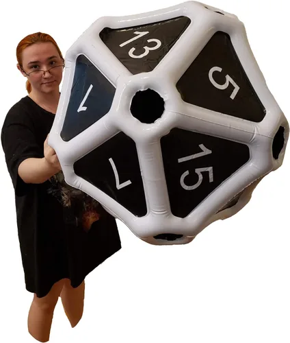 Miniatura 13 de Black Bazaar Dados grandes D20 inflables extra grandes gigantes para juegos DND RPG de mesa Juego de rol Calabozos y dragones Negro y rojo