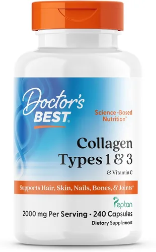 Doctor's Best Péptidos de colágeno tipo 1 y 3 - Suplemento de colágeno para mujeres y hombres, apoya el cabello, la piel, las uñas y la salud de las