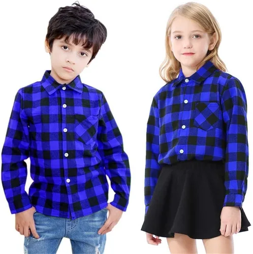 Miniatura 2 de SANGTREE - Camisas casuales para hombre y niño, diseño de franela a cuadros y manga larga, tallas desde los 3meses hasta 9XL