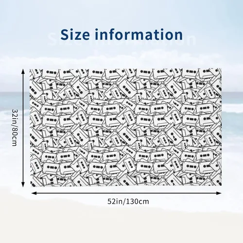 Miniatura 2 de Decktt Toalla de playa con cinta de casete, 32 x 52 pulgadas, toalla de camping de microfibra de secado rápido, súper absorbente, súper suave