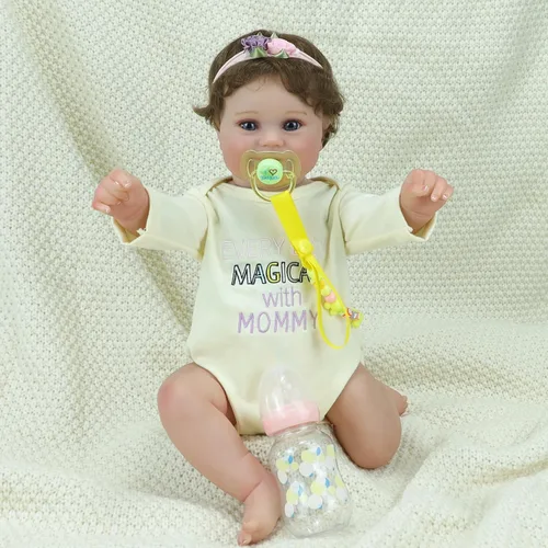 Miniatura 8 de Muñecas Reborn Baby Girl, muñecas realistas de 18 pulgadas con cuerpo completo de silicona de vinilo suave para niñas, muñecas realistas con diadema