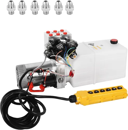 Miniatura 11 de Bomba hidráulica de 8 cuartos de galón 12V DC Unidad de potencia hidráulica de doble efecto con depósito de metal Bomba de energía hidráulica