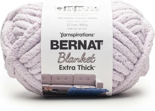 Miniatura 14 de Bernat - Hilo para manta extra grueso color niebla azul - 1 paquete de 21.12 oz/598.74 g - 100% poliéster - #7 Jumbo - 72 yardas - Hilo grueso