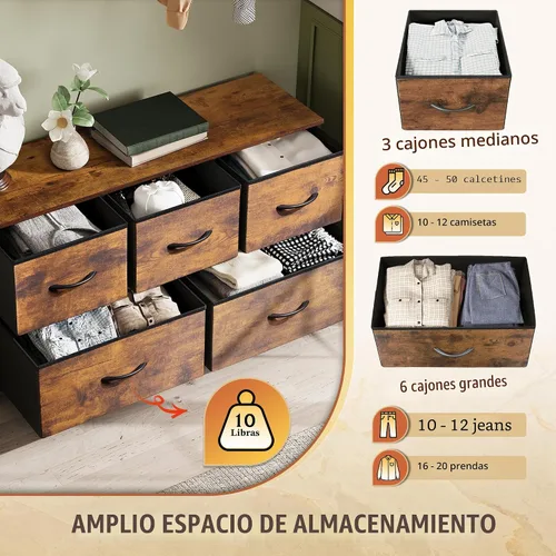 Miniatura 4 de WLIVE - Cómoda para dormitorio con 5 cajones, cómoda de cajones anchos, cómoda de tela, unidad organizadora de almacenamiento con contenedores