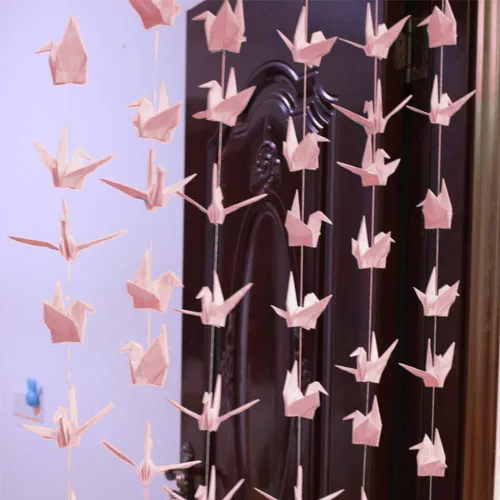 Miniatura 2 de Guirnalda colgante de grúa de papel (3 cuerdas x 5.2 pies), serpentinas de pájaros de origami para despedida de soltera, baby shower, suministros