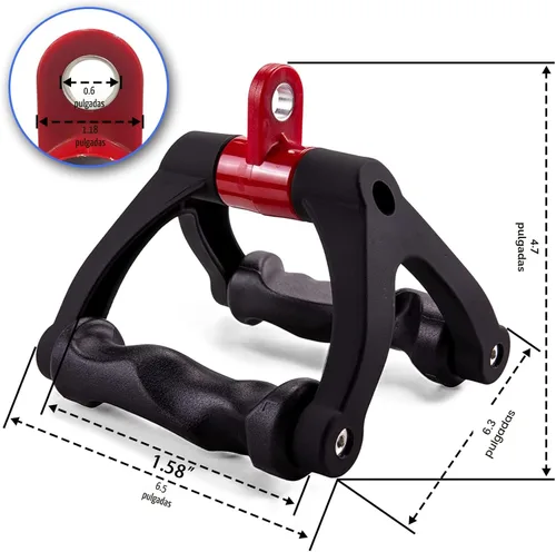 Miniatura 7 de HXD-ERGO Mango doble D para máquina de cable, accesorio ergonómico de cable con mango de fila, agarre de barra triangular en V, accesorios Negro