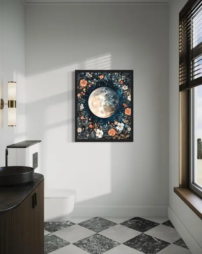 Miniatura 2 de Póster de Arte de Luna Llena, Estilo William Morris Retro de Mediados de Siglo Botánico Victoriano Academia Oscura Decoración Gótica Galería 10a