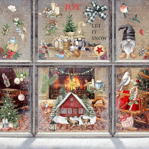 Miniatura 6 de Whaline 12 hojas de calcomanías de transferencia con diseño navideño clásico de acuarela, incluye muñeco de nieve, gnomo, Santa Claus, flores