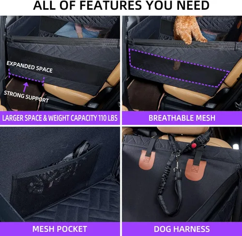 Miniatura 5 de TKYZ Asiento de automóvil mediano para perro, extensor de asiento trasero para perros, funda de asiento grande impermeable para asiento trasero