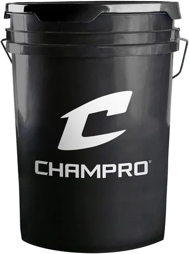 Miniatura 2 de Champro CBB-200D - Pelotas de béisbol con cubierta de cuero de grano completo con imperfección cosmética en un cubo Champro negro, 30 bolas y una