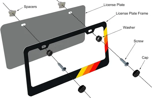 Miniatura 4 de Marco de Placa de Matrícula de Aluminio Compatible con Vehículo, Camión, Remolque, SUV de Dodge. (Rojo-01)
