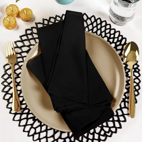 Miniatura 8 de Utopia Kitchen - Servilletas de tela negras [paquete de 12, 50 x 50 cm], mezcla de algodón absorbente, lavables y reutilizables para cena