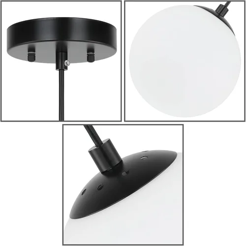 Miniatura 7 de XiNBEi Lighting Iluminación colgante 1 luz globo lámpara colgante, moderna lámpara de techo ajustable para cocina, acabado negro mate XB-P1211-MBK