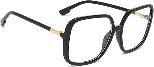 Miniatura 3 de Gafas de lectura cuadradas retro para mujer, bloqueo de luz azul, marcos de anteojos de gran tamaño, lente grande Negro