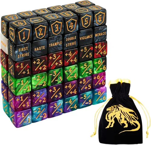 Miniatura 8 de Color MTG - Juego de dados de contador de palabras clave con bolsa de almacenamiento de dados para juegos de mesa MTG TGG (pequeño)