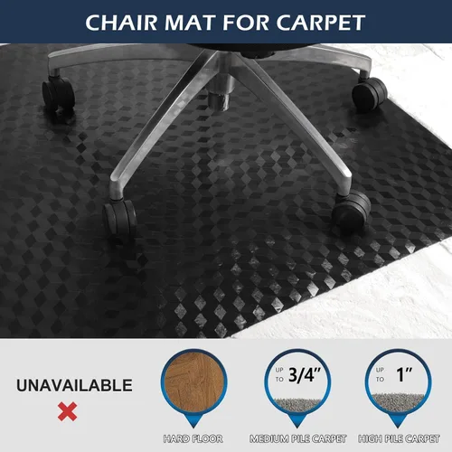 Miniatura 5 de SALLOUS Tapete para silla de alfombra, 30 x 48 pulgadas, tapete para silla de oficina para suelos alfombrados, tapete de vinilo resistente