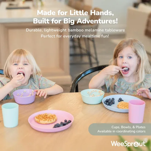 Miniatura 5 de WeeSprout Cuencos de bambú para niños con tapas, juego de cuatro cuencos de tamaño para niños 10 oz, para cereales, sobras y bocadillos, aptos