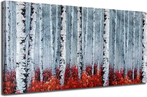 Miniatura 7 de Arjun Lienzo artístico para pared de árbol de la vida para sala de estar, pintura de árbol azul y verde azulado, 50% pintada a mano, imagen