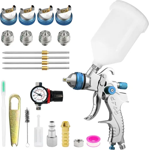 Kit de pistola pulverizadora HVLP con boquillas de 1.4/1.7/2.0/2.5mm, pistola profesional de pintura para automóviles, reparación de paredes,