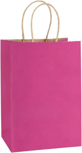 Miniatura 11 de BagDream Bolsas de papel kraft de 5.25 x 3 x 8 pulgadas, pequeñas bolsas de regalo de papel con asas a granel para recuerdos de fiesta, venta al por