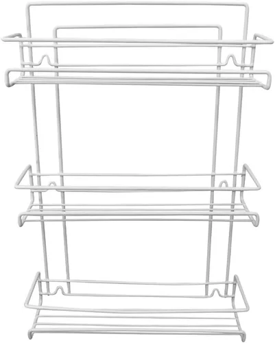 Miniatura 8 de Evelots Estante para especias de 3 niveles, montaje en puerta/pared, metal recubierto resistente, hasta 18 botellas
